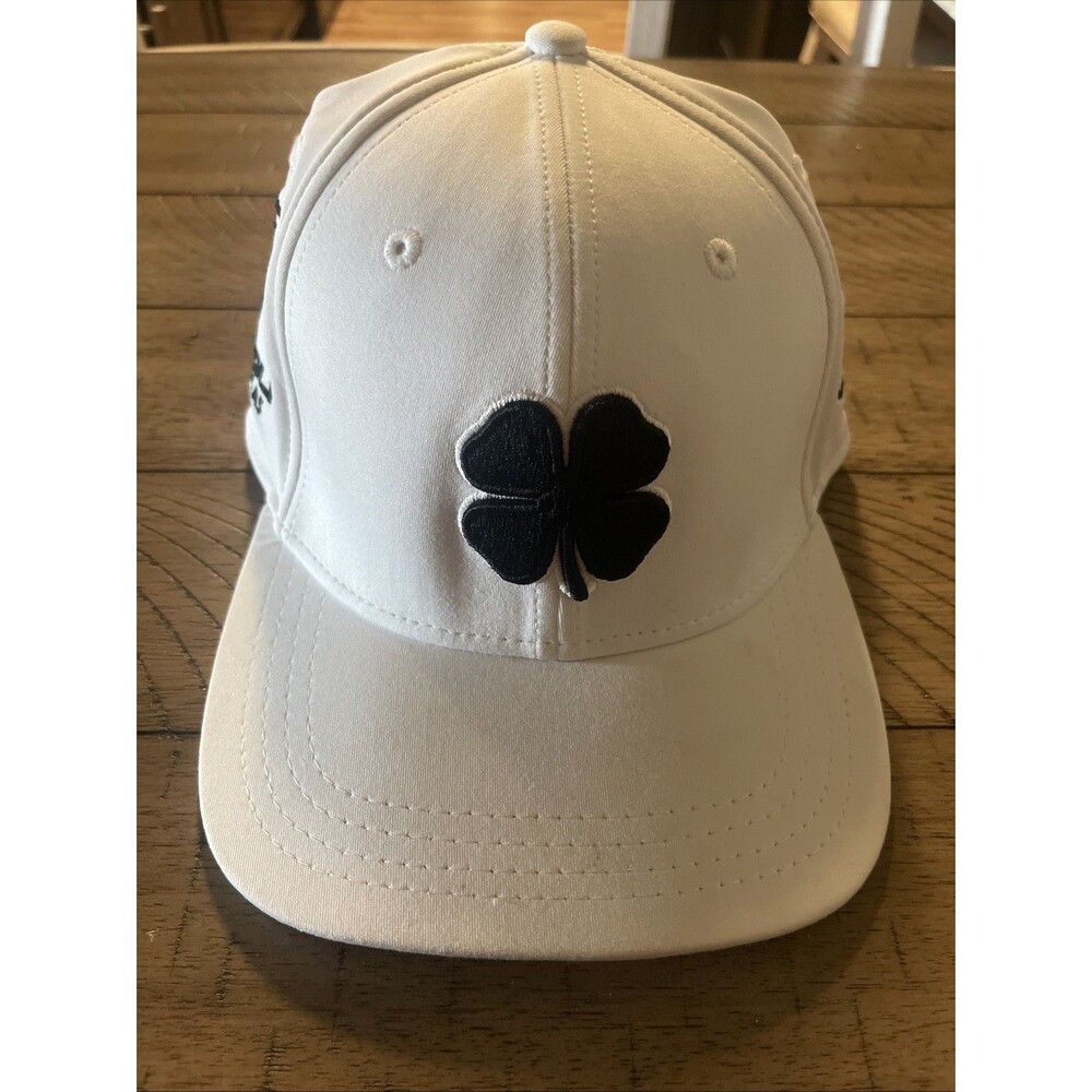 Black Clover Live Lucky Hat Cap Strap Back White Lightweight World Golf Logo Adj